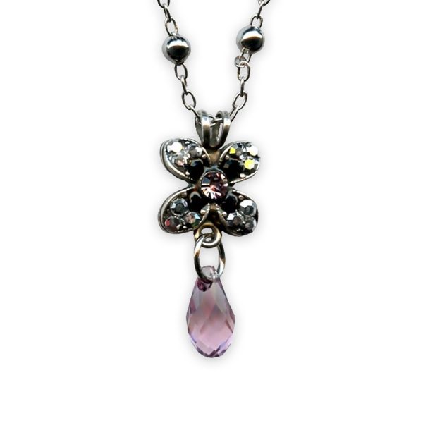 Necklace Pendant by Mariana Discover Coll. Fab Vintage Rose, Foil, & Jet Black Austrian Crystals