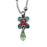 Necklace Pendant by Mariana Tiger Lily Coll. Fab Grass Green, Blue Zircon, Siam, & Fuchsia Austrian Crystals