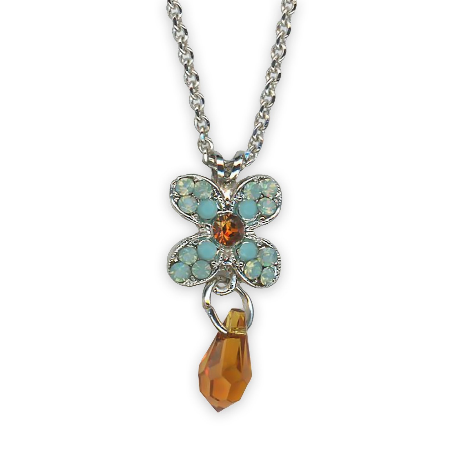 N-5241-1317-SP (1) Necklace Pendant by Mariana Rising Sun Coll. Elegant Dark Amber, Pacific Opal, & Turq Austrian Crystals - Image 1