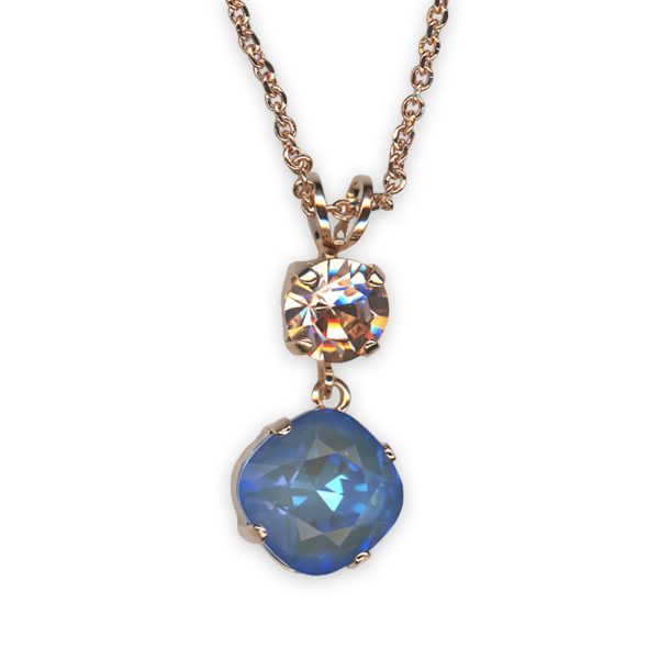 Necklace Pendant by Mariana Blue Morpho Coll. Gorgeous Sun Kissed Ocean & Vintage Rose Austrian Crystals