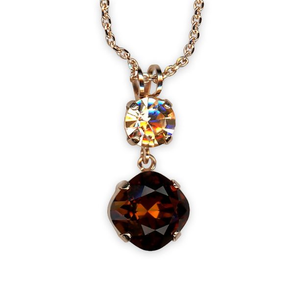 Necklace Pendant by Mariana Aphrodite Coll. Sophisticated Smoked Topaz & Golden Shadow Austrian Crystals