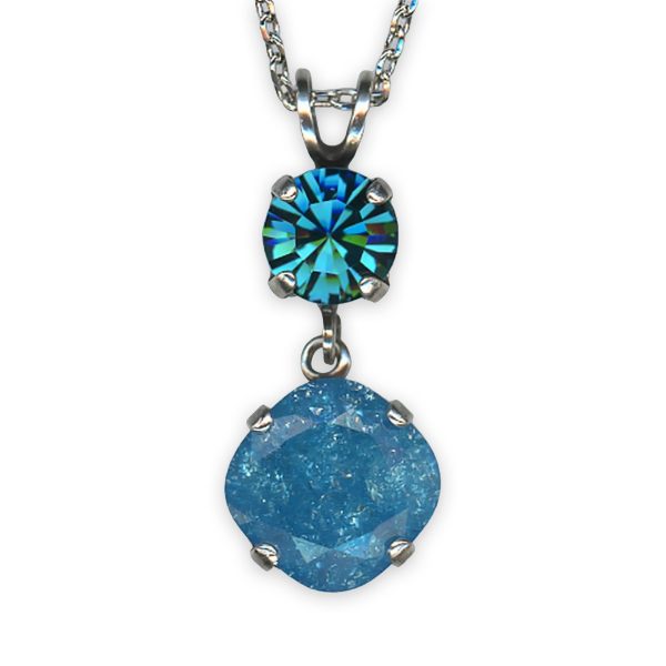 Necklace Pendant by Mariana Peacock Nature Coll. Elegant Indicolite Blue & Aqua Ice Austrian Crystals