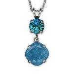 Necklace Pendant by Mariana Peacock Nature Coll. Elegant Indicolite Blue & Aqua Ice Austrian Crystals - Image 3