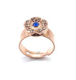 Ring By Mariana My Treasures Coll. Dainty Floral Peach & Capri Blue Swarovski Crystals - Image 2