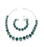 Jewelry Set By Mariana My Treasures Coll. Necklace & Bracelet Blue Zircon & Vitrail Medium Austrian Crystals