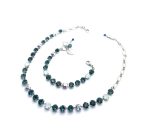 Jewelry Set By Mariana Songbook Coll. Necklace & Bracelet  Blue & White Opal Austrian Crystals - Image 2