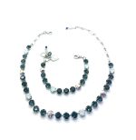 Jewelry Set By Mariana Songbook Coll. Necklace & Bracelet  Blue & White Opal Austrian Crystals