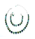 Jewelry Set By Mariana Woman Necklace and Bracelet Tourmaline and Peridot Swarovski Crystals