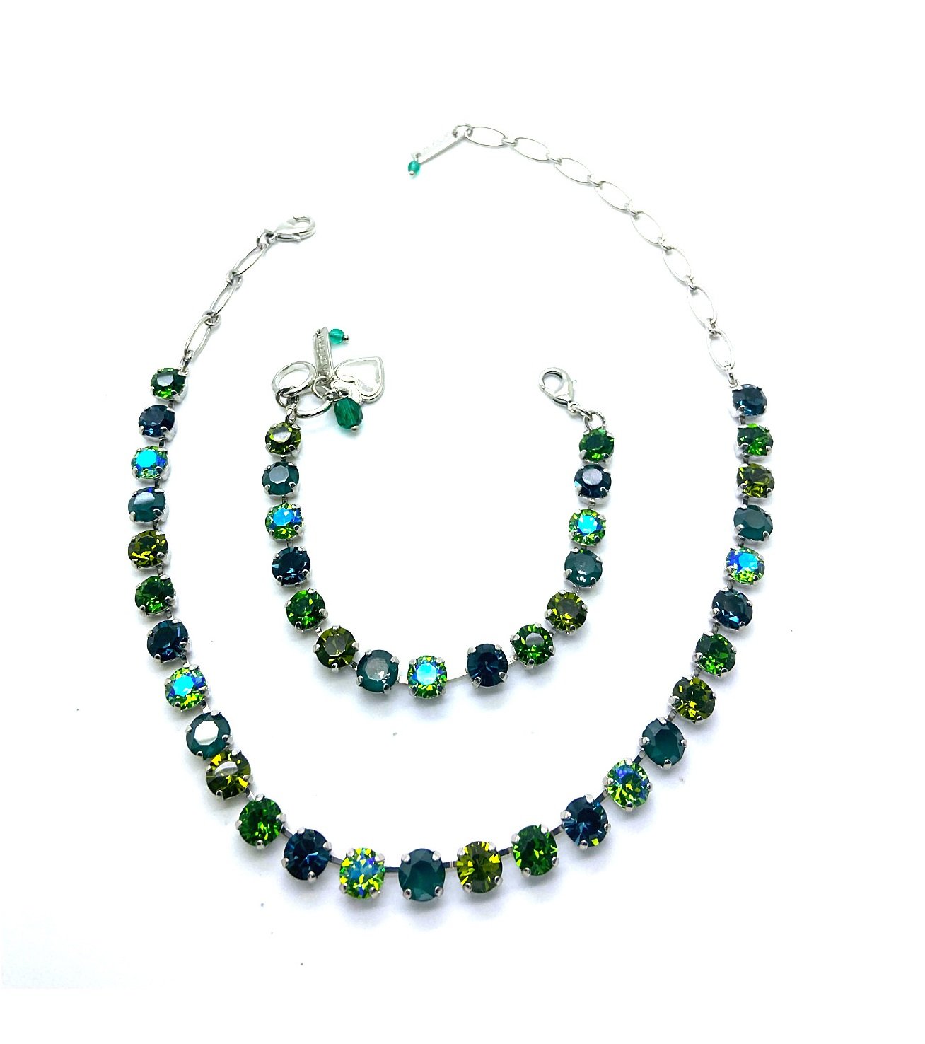 Set083 (3) Jewelry Set By Mariana Woman Necklace and Bracelet Tourmaline and Peridot Swarovski Crystals - Image 1