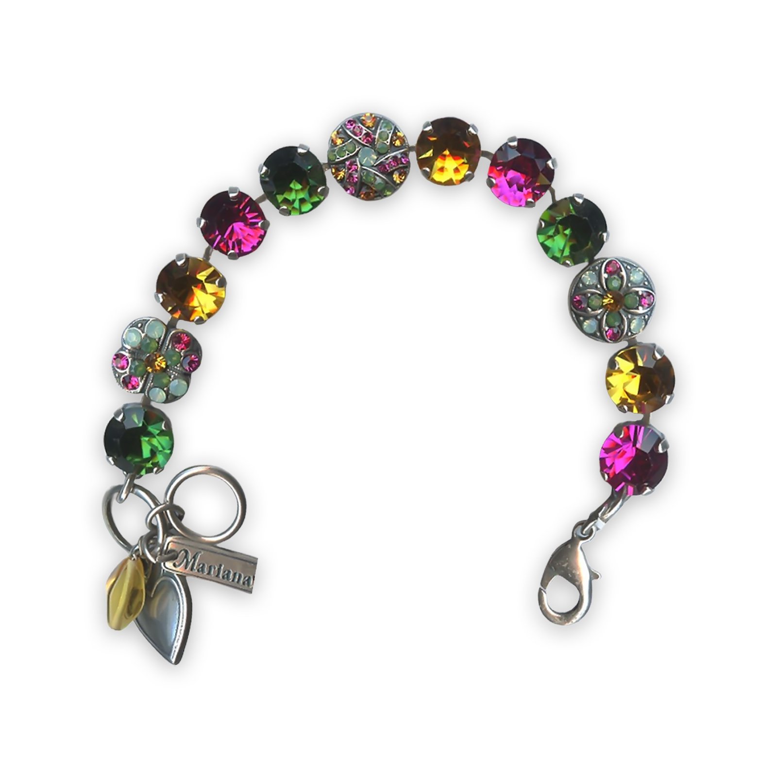 B-4145-1-10070-SP (1) Bracelet by Mariana My Treasures Coll. Beautiful Emerald, Topaz, Fuchsia, & Pacific Opal Swarovski Crystals - Image 1