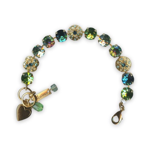 Bracelet by Mariana Grace Coll. Gorgeous Peridot, Blue Zircon, Chrysolite, Luminous Green, & Pacific Opal Swarovski Crystals