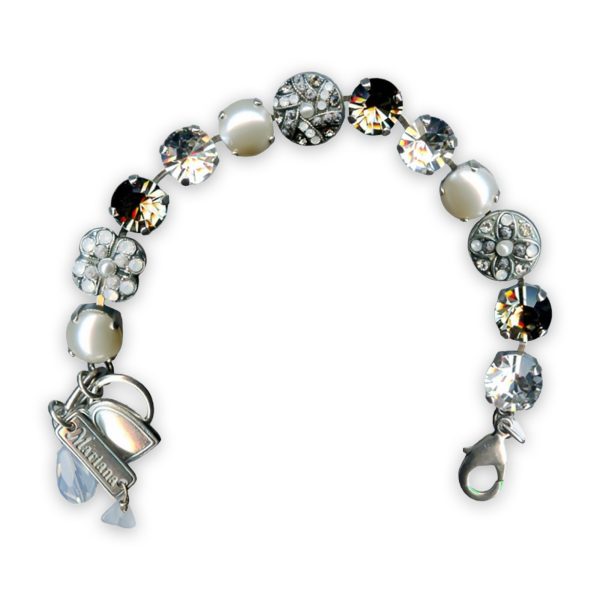 Bracelet by Mariana Marilyn Coll. Elegant Pearl, White Opal, Clear, & Lt Topaz Swarovski Crystals