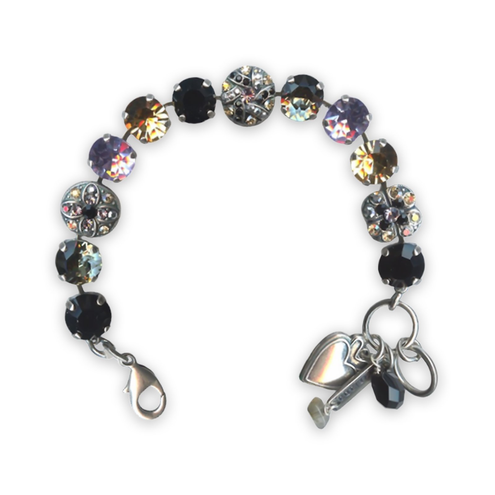 B-4145-1-1029-SP (1) Bracelet by Mariana Discover Coll. Alluring Jet, Black Dia, Foil, Champagne, & Violet Swarovski Crystals - Image 1