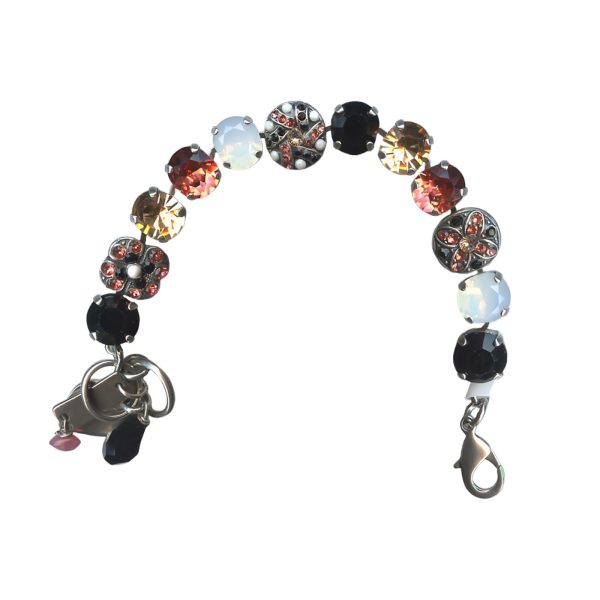 Bracelet by Mariana Pomegranate Coll. Exquisite Jet, Padparadscha, Lt Silk, & White Opal Swarovski Crystals