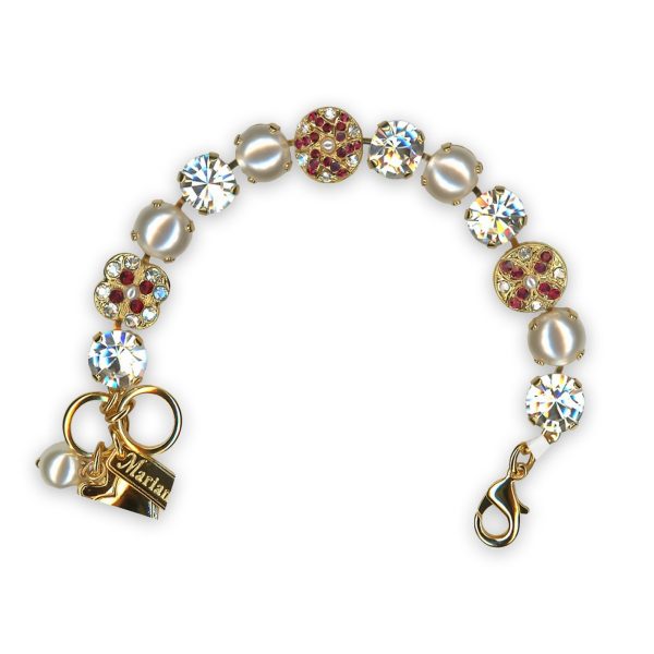 Bracelet by Mariana My Treasures Coll. Timeless Pearl, Siam, & Silk Swarovski Crystals