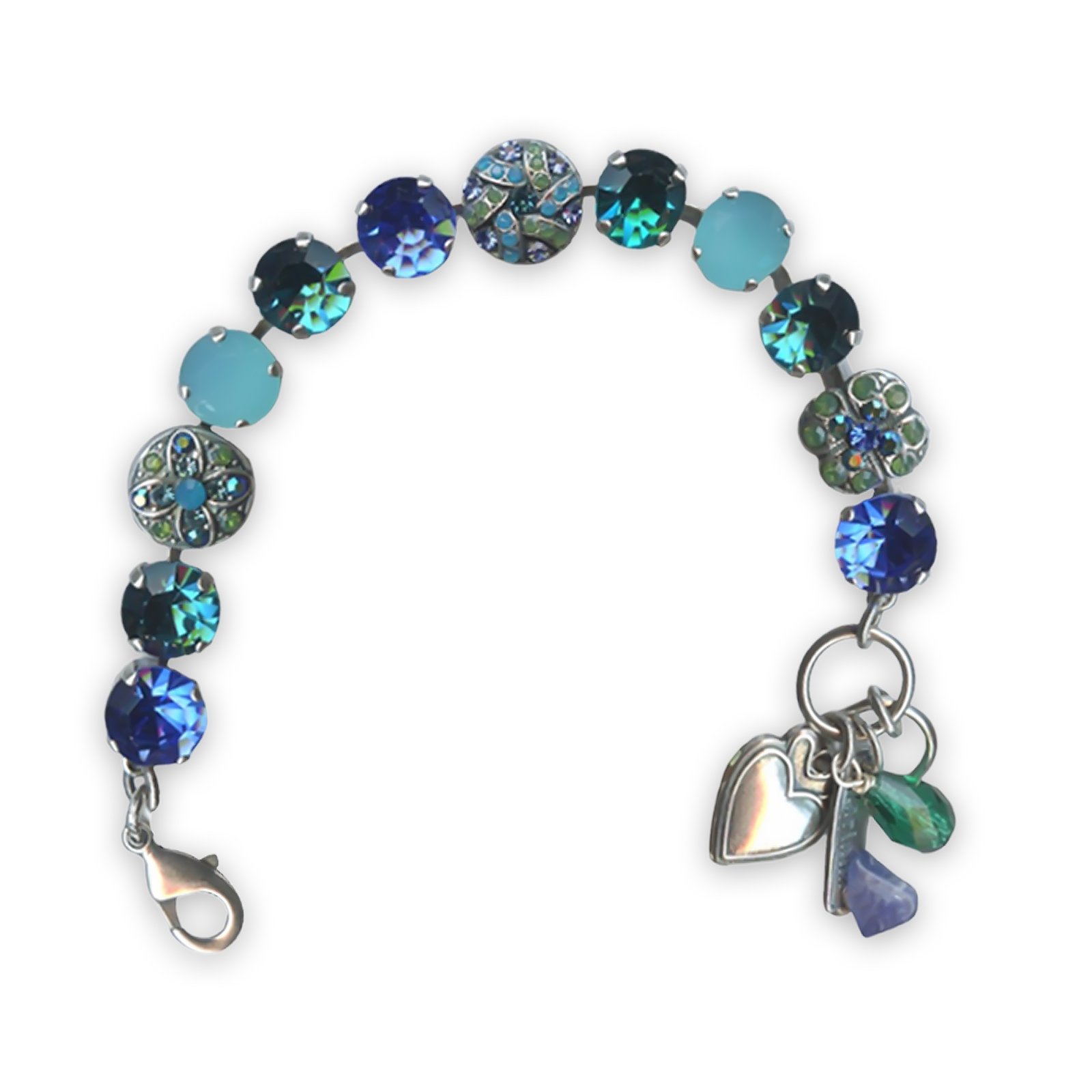 B-4145-1-3322-SP (1) Bracelet by Mariana Julia Coll. Gorgeous Capri Blue, Blue Zircon, Caribbean Blue Opal, & Green Opal Swarovski Crystals - Image 1