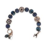 Bracelet By Mariana Woman Fab Lapiz Lazuli Mineral and White Opal Swarovski Crystals
