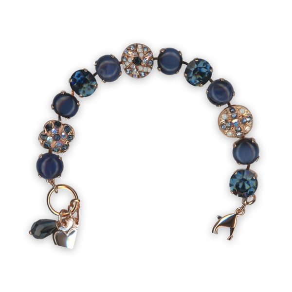 Bracelet By Mariana Woman Fab Lapiz Lazuli Mineral and White Opal Swarovski Crystals