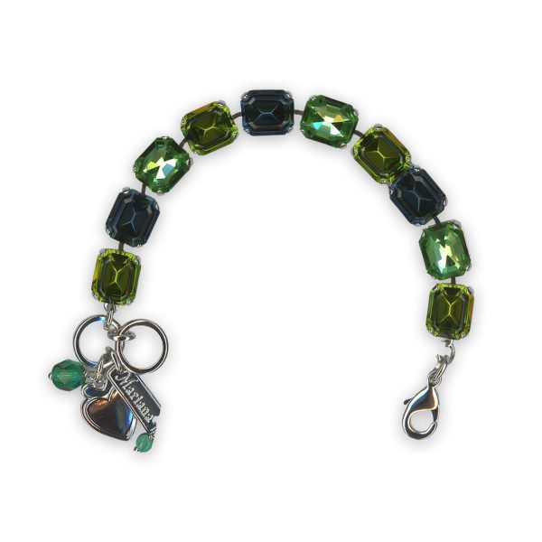 Bracelet by Mariana Goldfinger Coll. Exquisite Olivine, Montana Blue, & Peridot AB Swarovski Crystals
