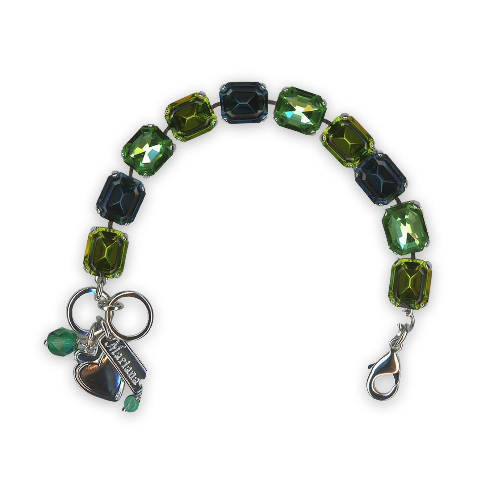 B-4414-1001-SP (1) Bracelet by Mariana Goldfinger Coll. Exquisite Olivine, Montana Blue, & Peridot AB Swarovski Crystals - Image 1
