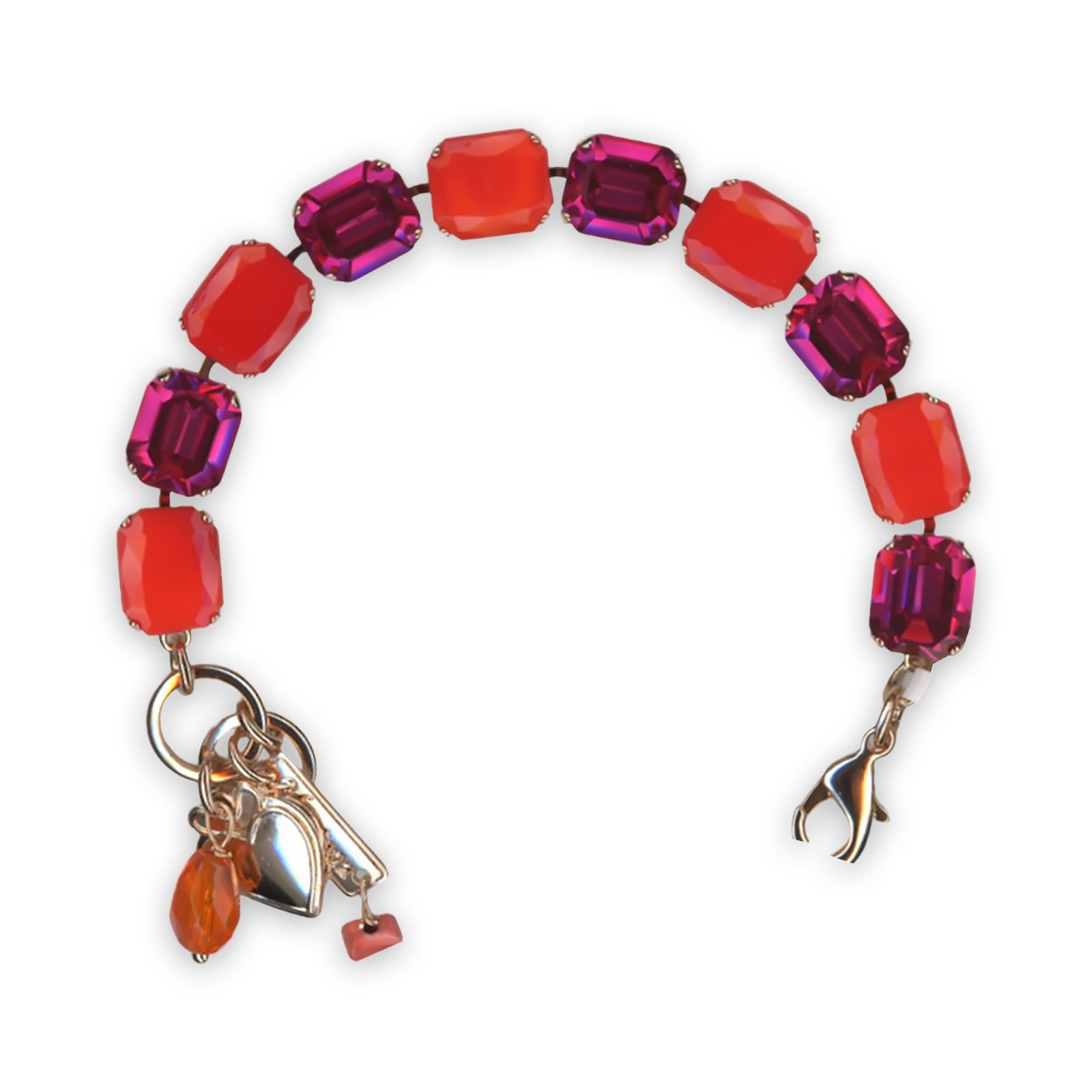 B-4414-1075-RG (1) Bracelet by Mariana Lady Marmalade Coll. Stunning Fuchsia & Red Coral Swarovski Crystals - Image 1