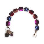 Bracelet by Mariana Xenia Coll. Sophisticated Ruby, Fuchsia, Tanzanite, & Peach Swarovski Crystals