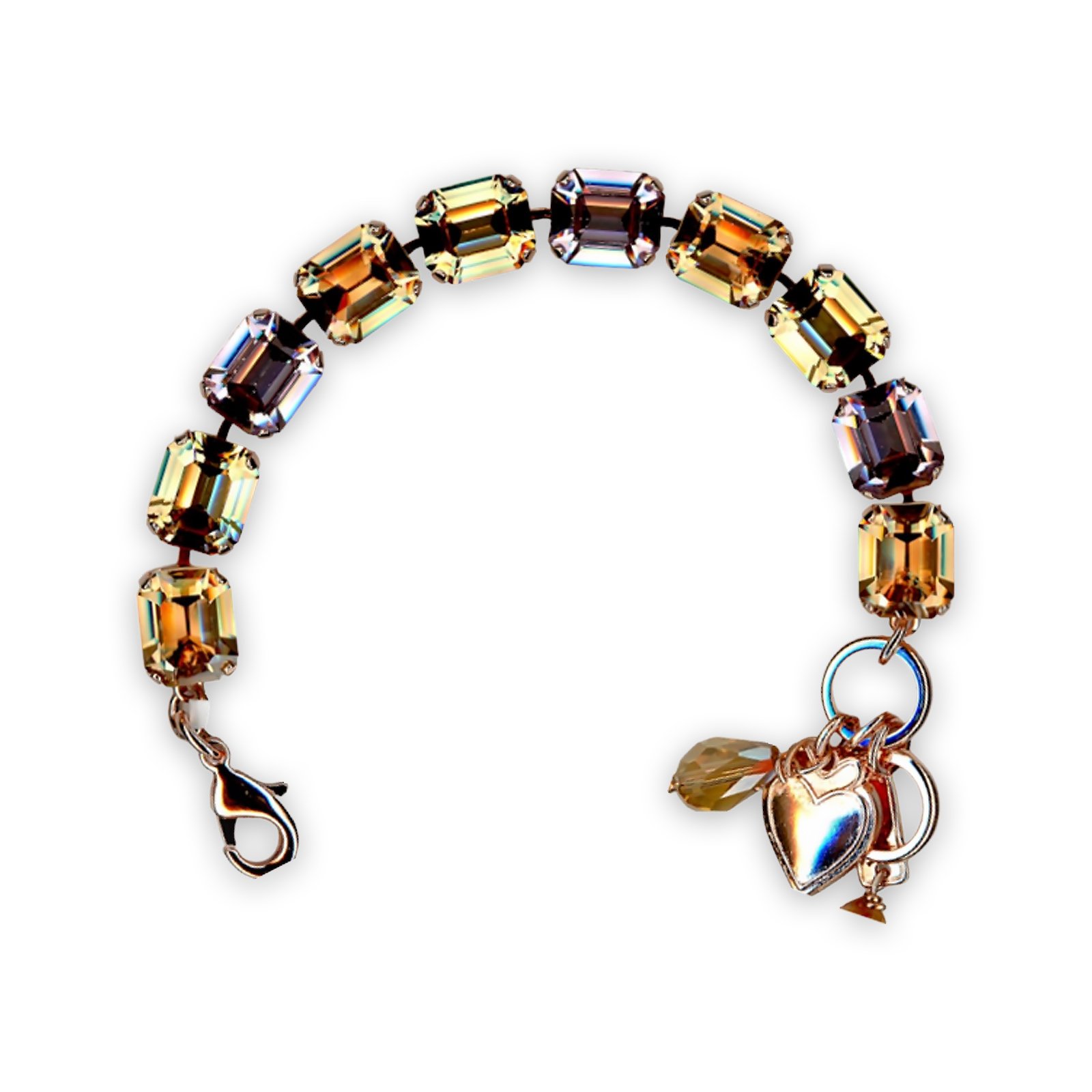 B-4414-1119-RG (1) Bracelet by Mariana Meadow Brown Coll. Alluring Lt Rose, Golden Shadow, & Lt Peach Swarovski Crystals - Image 1