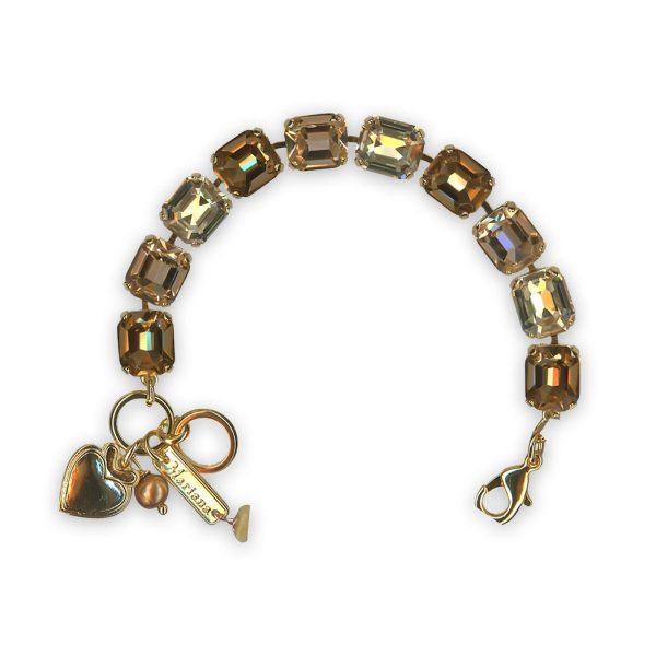 Bracelet by Mariana Out Of Africa Coll. Elegant Lt Peach, Golden Shadow, & Lt Smoked Topaz Swarovski Crystals