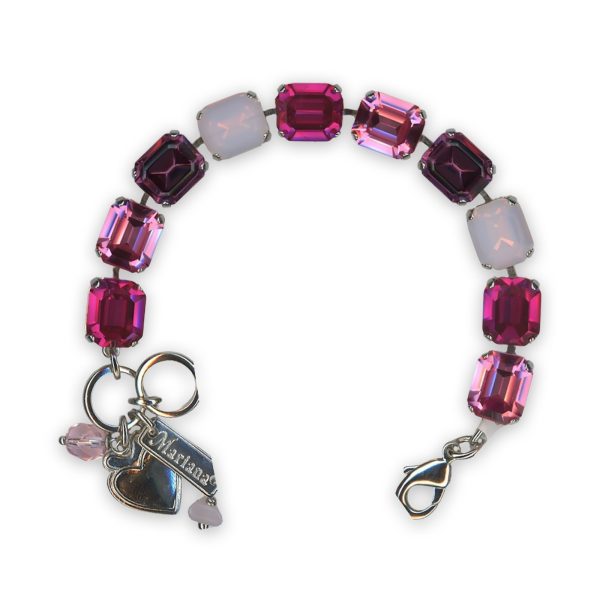 Bracelet by Mariana Take My Breath Away Coll. Lovely Fuchsia, Lt Rose, Amethyst, & Rose Opal Swarovski Crystals