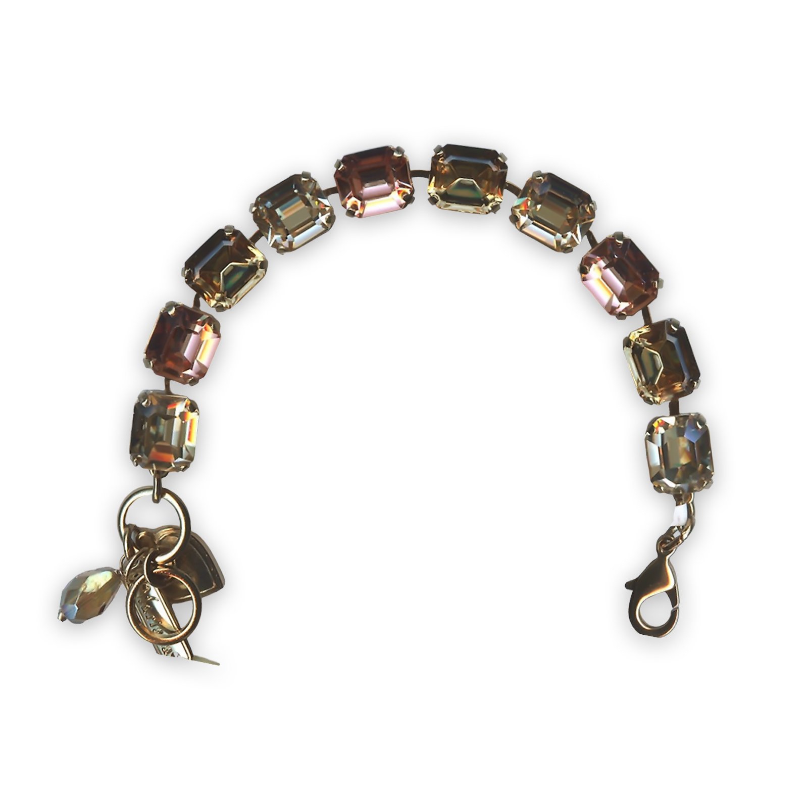 B-4414-137-RG (1) Bracelet by Mariana Caramel Coll. Gorgeous Rose Gold, Lt Smoked Topaz, & Golden Shadow Swarovski Crystals - Image 1