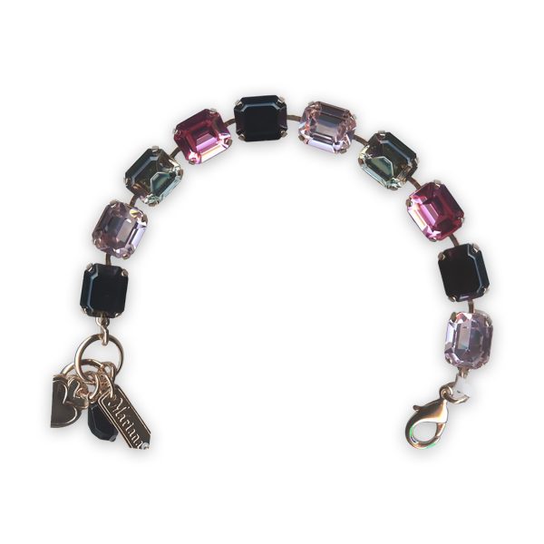 Bracelet by Mariana Peppermint Coll. Beautiful Rose, Jet, Lt Rose, & Silver Night Swarovski Crystals