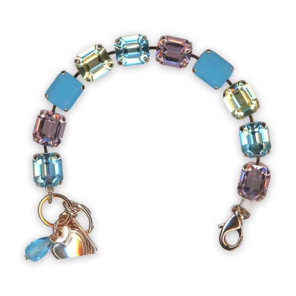 Bracelet by Mariana Spring Flowers Nature Coll. Beautiful Aquamarine, Lt Rose, Blue Opal, & Jonquil Swarovski Crystals