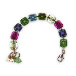 Bracelet by Mariana Cuba Coll. Sassy Fuchsia, Jonquil, Tanzanite, Peridot, Aquamarine, & Olivine Swarovski Crystals - Image 2