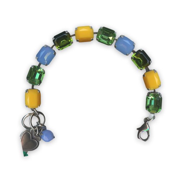Bracelet by Mariana Lemon Twist Coll. Adorable Yellow Opal, Peridot, Olivine, & Blue Opal Swarovski Crystals