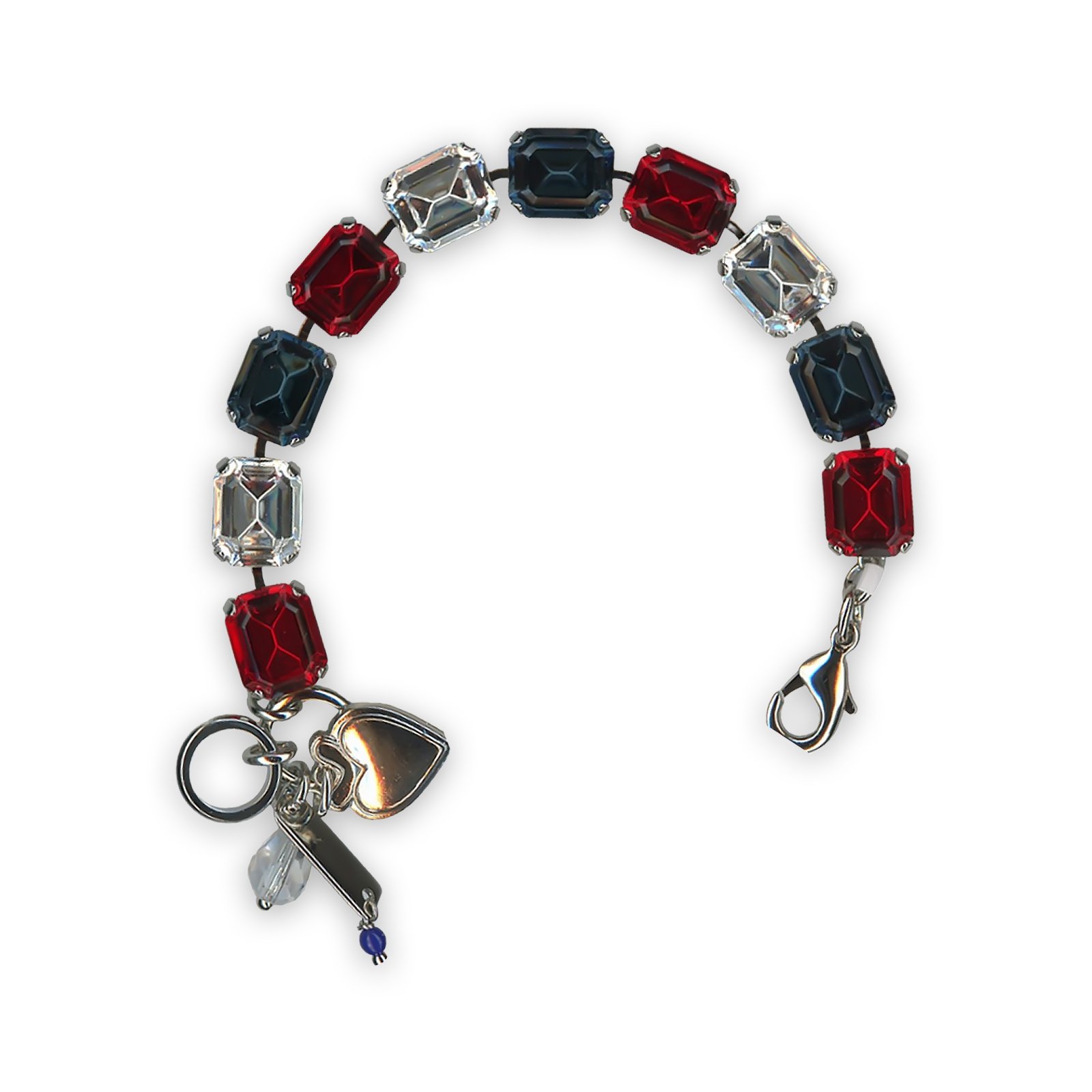 B-4414-8188-SP (1) Bracelet by Mariana My Treasures Coll. Gorgeous Siam, Montana Blue, & Clear Swarovski Crystals - Image 1