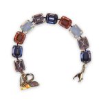 Bracelet by Mariana My Treasures Coll. Lovely Lt Rose, Tanzanite, Rose Peach, & White Opal Swarovski Crystals