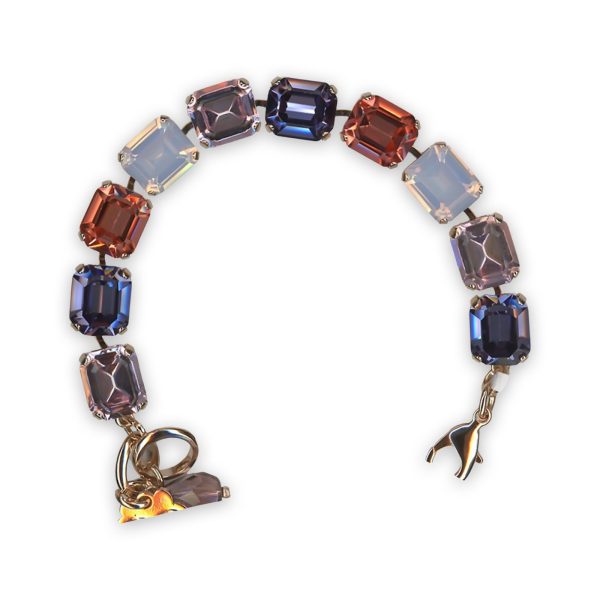 Bracelet by Mariana My Treasures Coll. Lovely Lt Rose, Tanzanite, Rose Peach, & White Opal Swarovski Crystals
