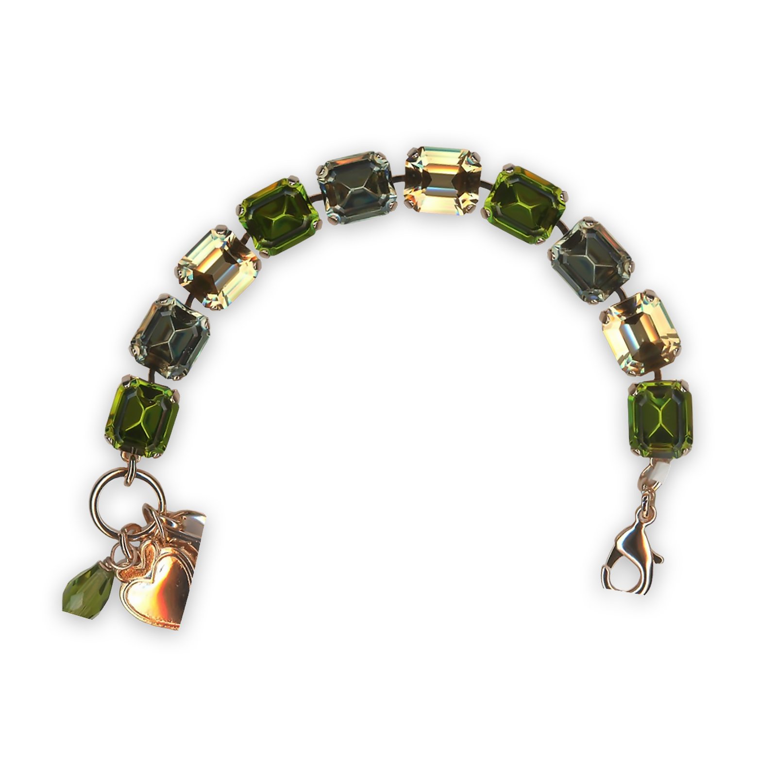 B-4414-901-RG (1) Bracelet by Mariana Harmonia Coll. Alluring Olivine, Indian Sapphire, & Golden Shadow Swarovski Crystals - Image 1