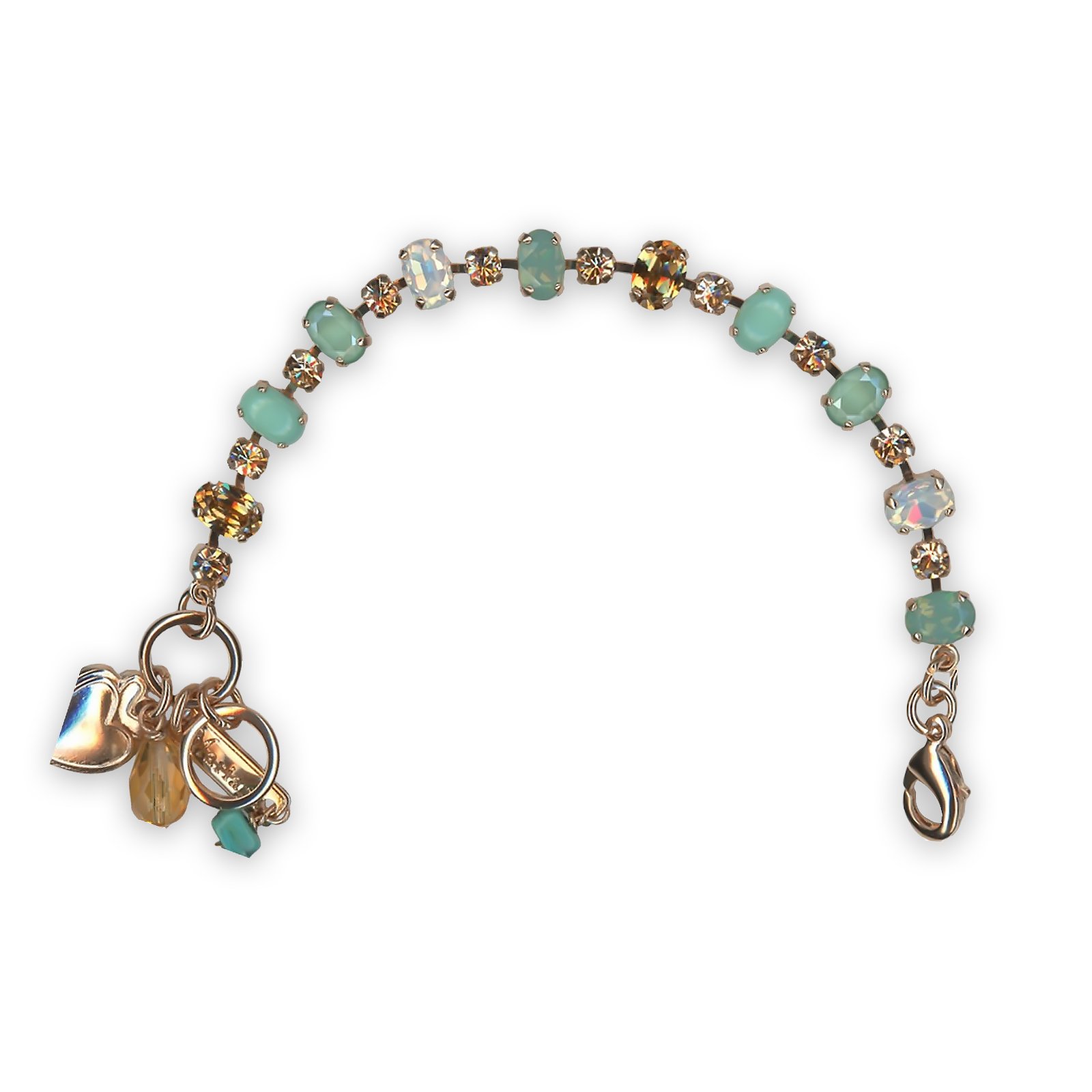 B-4508-1-1042-RG (1) Bracelet by Mariana Summer Palace Coll. Adorable Turq, Pacific Opal, White Opal, & Lt Peach Austrian Crystals - Image 1