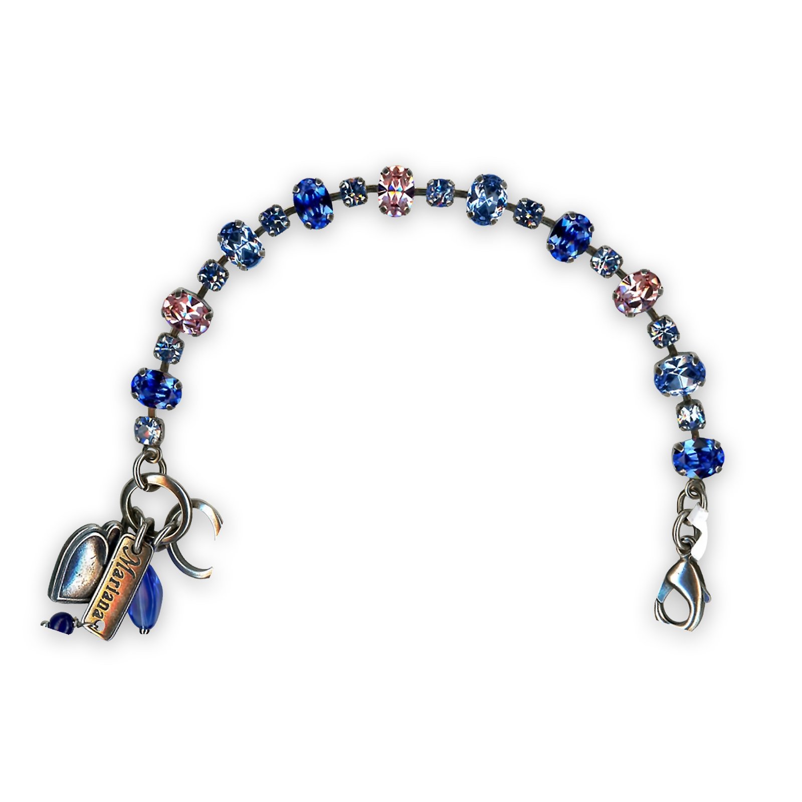 B-4508-1-1068-SP (1) Bracelet by Mariana Kiss From A Rose Coll. Lovely Lt Rose, Capri Blue, & Sapphire Austrian Crystals - Image 1