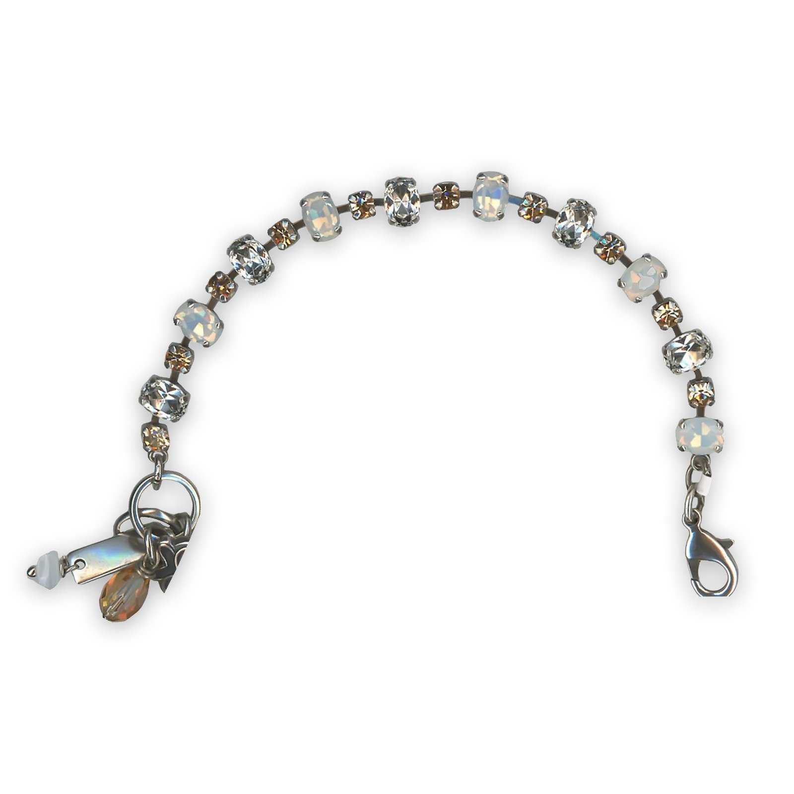 B-4508-1-1078-SP (1) Bracelet by Mariana Kalahari Coll. Simply Elegant White Opal, Clear, & Lt Peach Austrian Crystals - Image 1