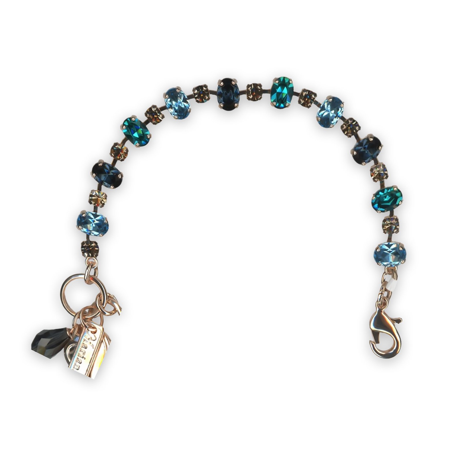 B-4508-1-1114-RG (1) Bracelet by Mariana Nightfall Coll. Gorgeous Montana Blue, Indicolite, Lt Sapphire, & Black Diamond Austrian Crystals - Image 1
