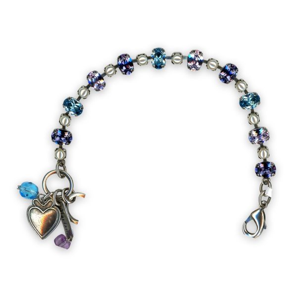 Bracelet by Mariana Power Of Love Coll. Adorable Tanzanite, Aquamarine, Violet, & Pearl Austrian Crystals