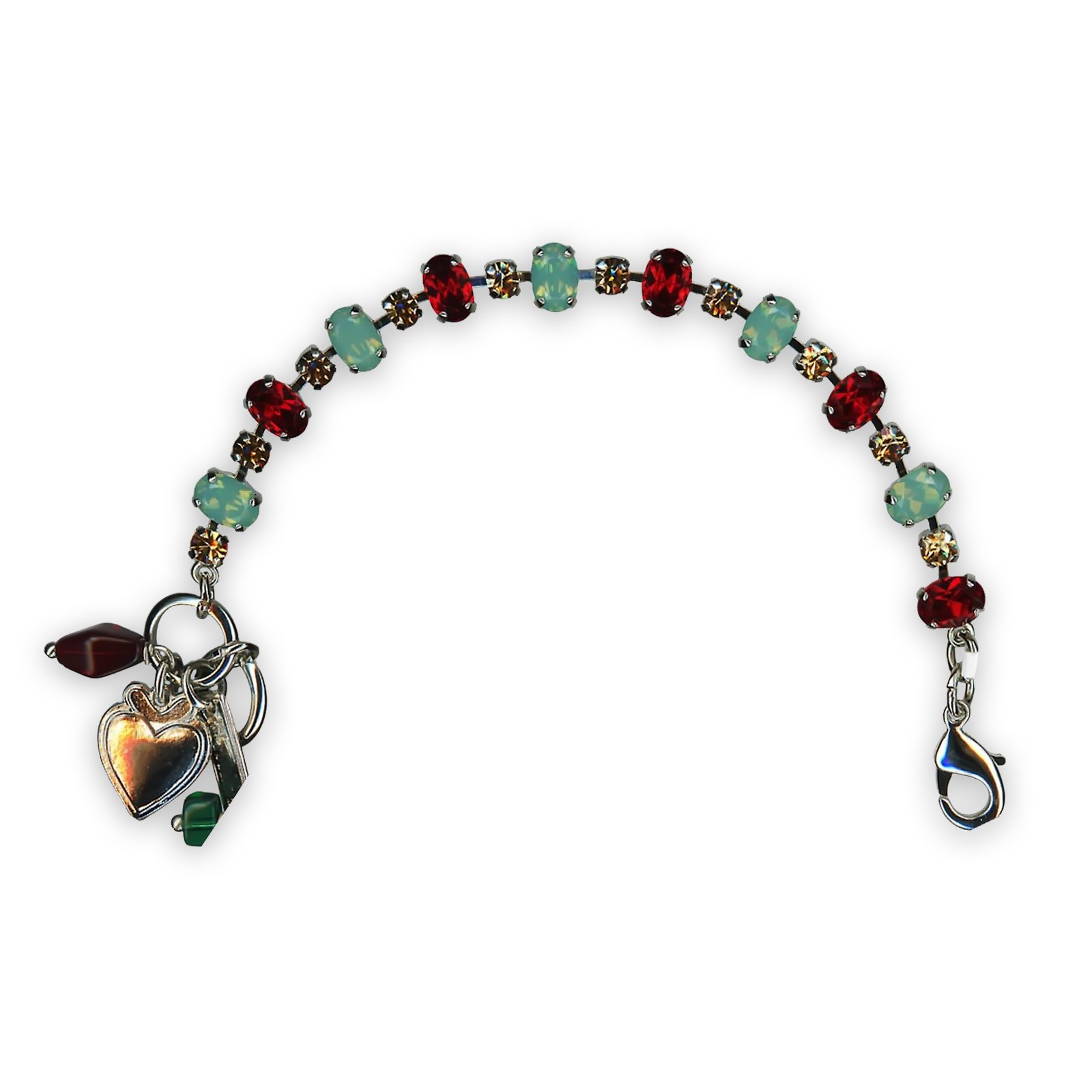 B-4508-1-208-10-SP (1) Bracelet by Mariana My Treasures Coll. Elegant Siam, Pacific Opal, & Smoked Topaz Austrian Crystals - Image 1