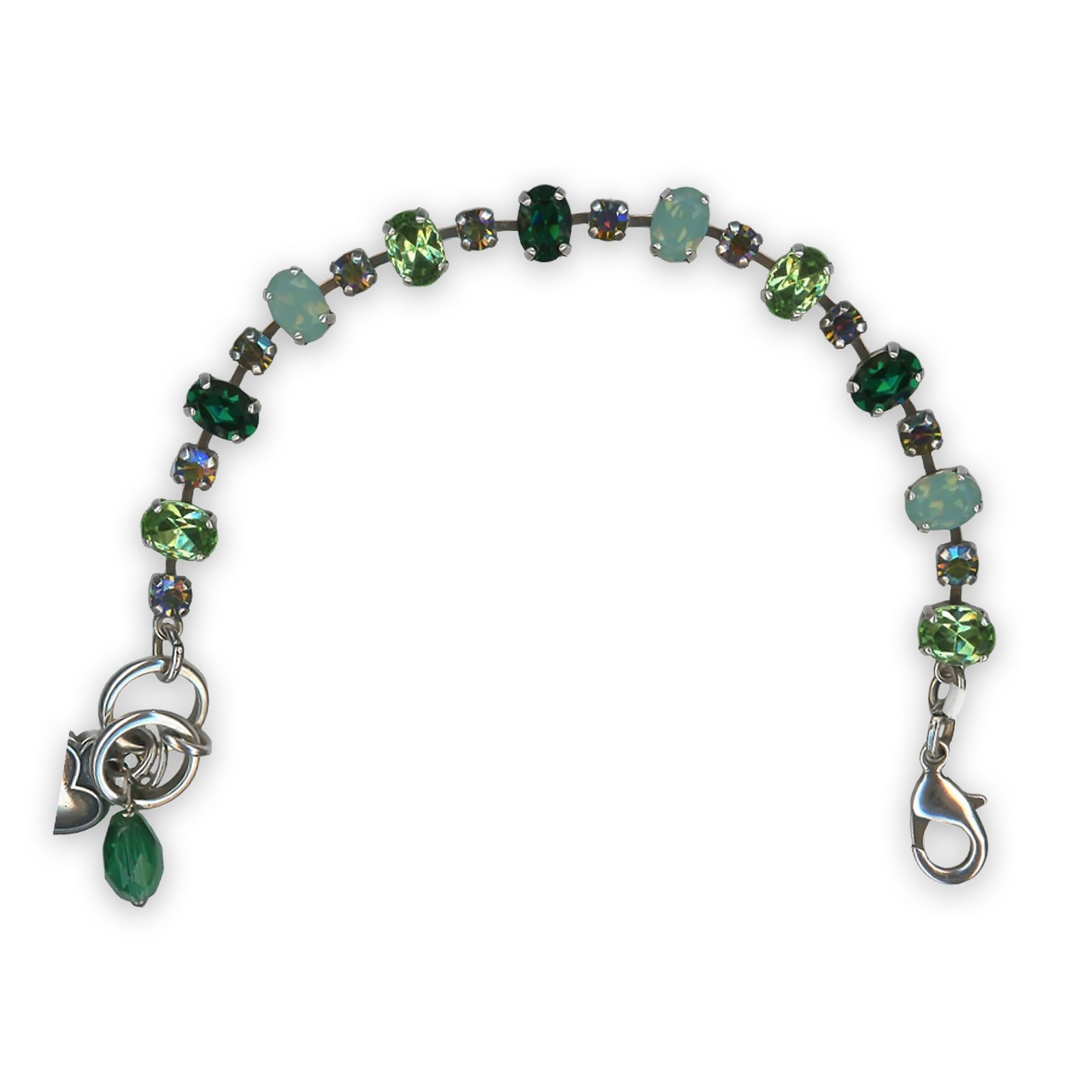 B-4508-1-2143-SP (1) Bracelet by Mariana Spring 2019 Coll. Fab Emerald, Pacific Opal, Peridot, & Iridescent Green Austrian Crystals - Image 1