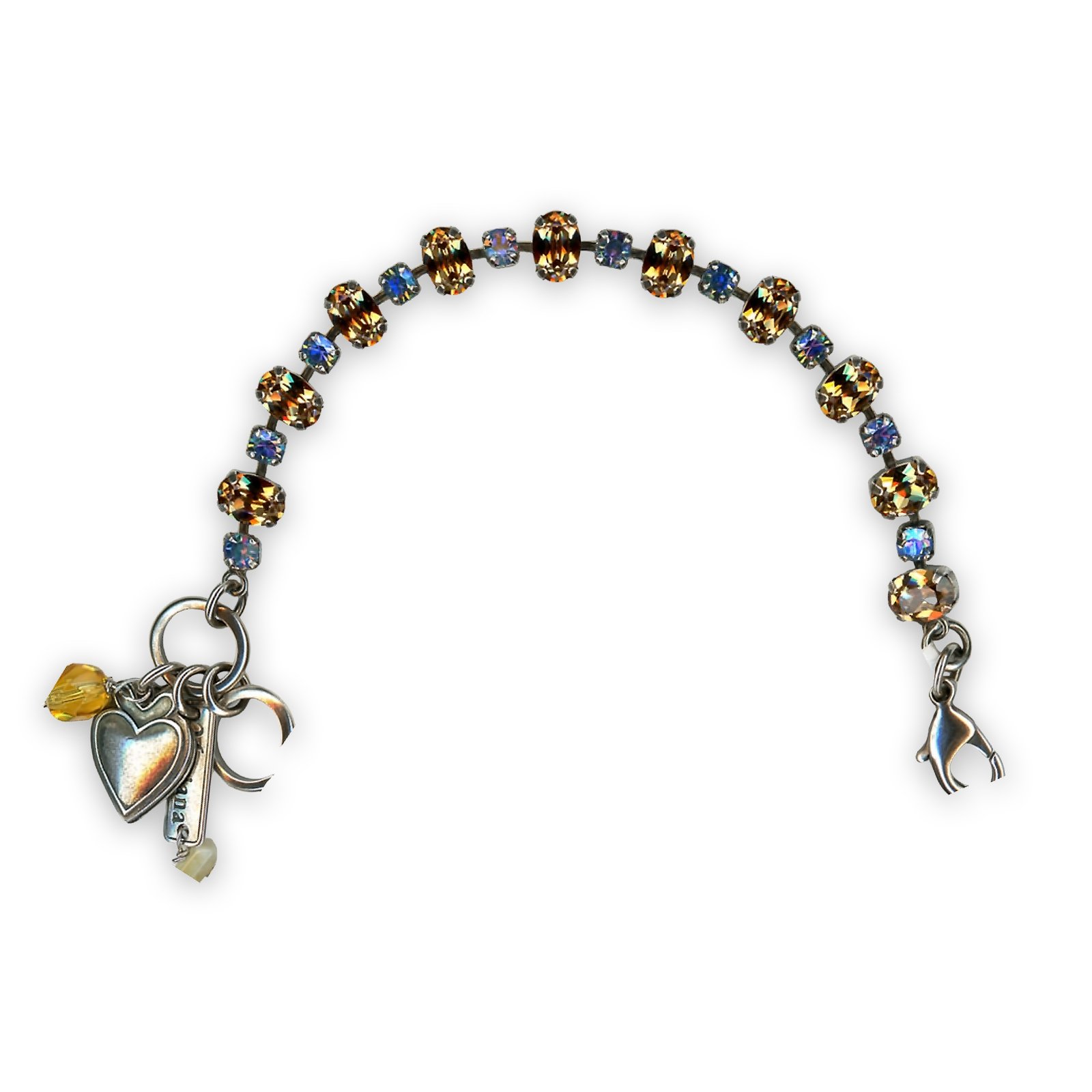 B-4508-1-216-3-SP (1) Bracelet by Mariana Moondrops Coll. Champagne, Amber, & Pale Blue Austrian Crystals - Image 1