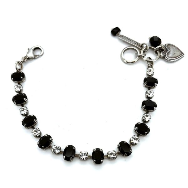 Bracelet By Mariana Woman Exquisite Jet Black and Clear Swarovski Crystals