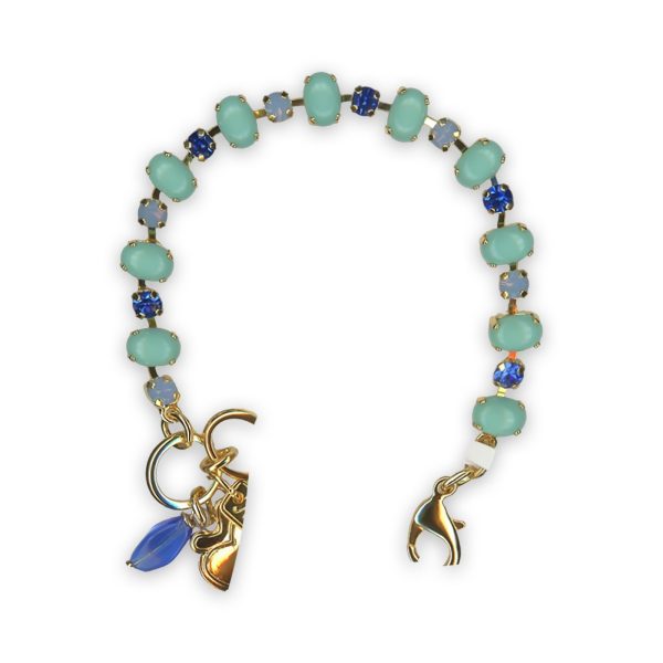 Bracelet by Mariana Woman Elegant Turquoise and Air Blue Opal Swarovski Crystals