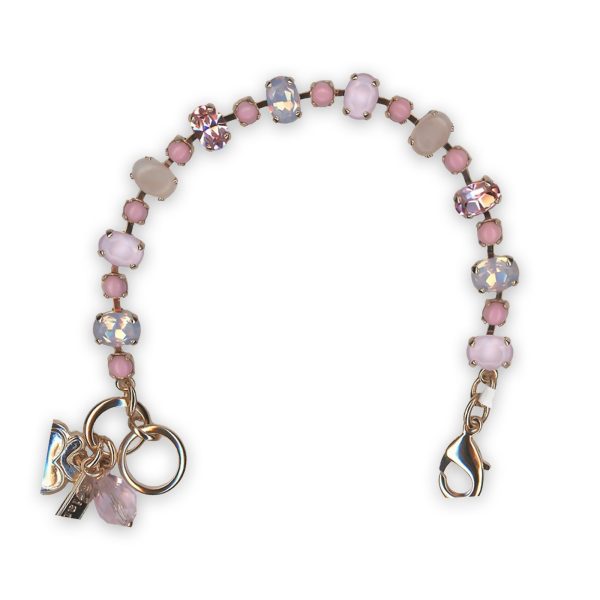 Bracelet By Mariana Woman Lovely Rose Quartz Mineral and Pink Coral Swarovski Crystals