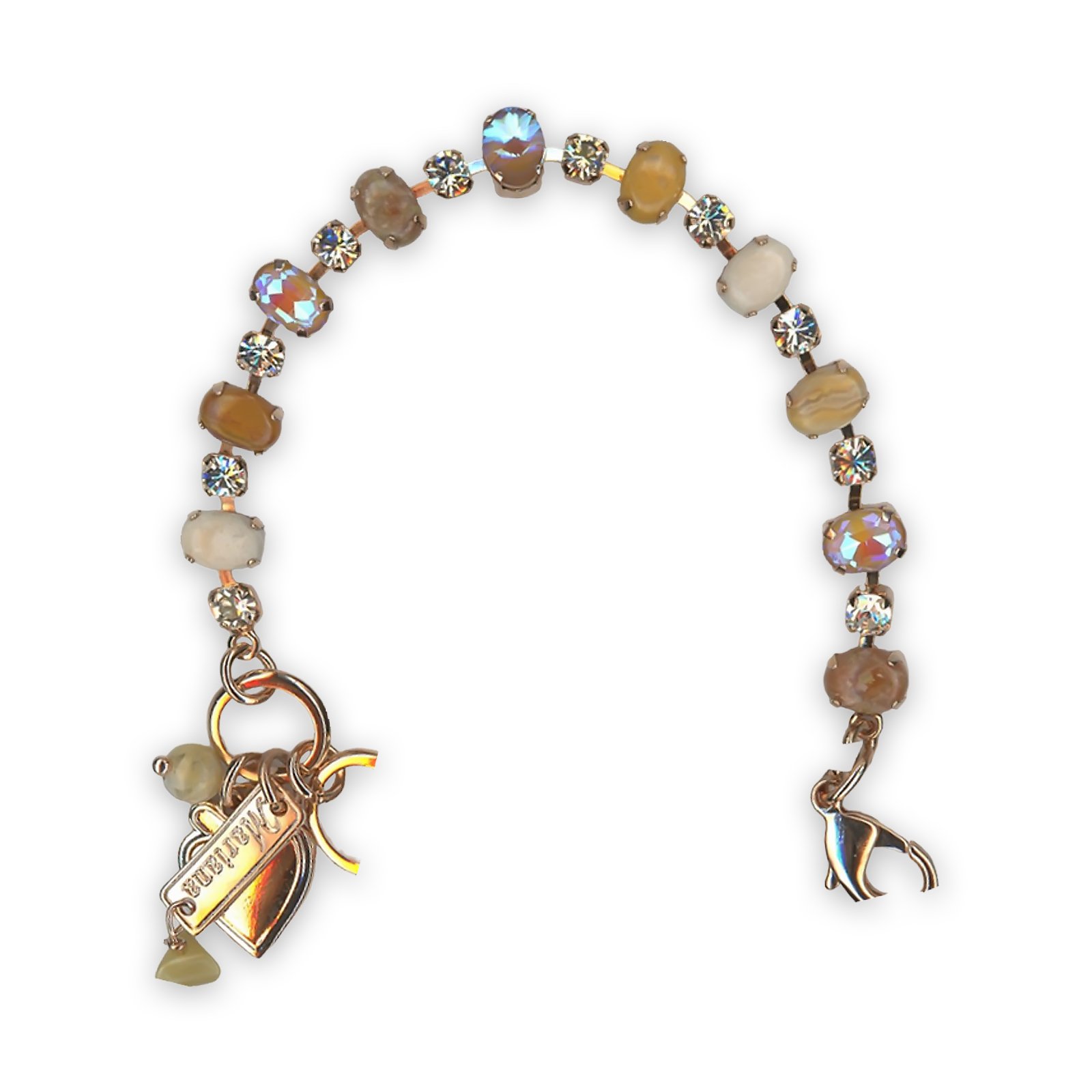 B-4508-1-M1153-YG (1) Bracelet by Mariana Butter Pecan A La Mode Coll. Timeless Rivestone Mineral, Sun Kissed Horizon, & Moonlight Austrian Crystals - Image 1